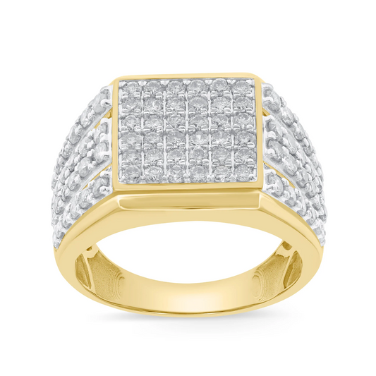 10K YELLOW GOLD 2.25 CARAT MENS REAL DIAMOND ENGAGEMENT WEDDING PINKY RING BAND