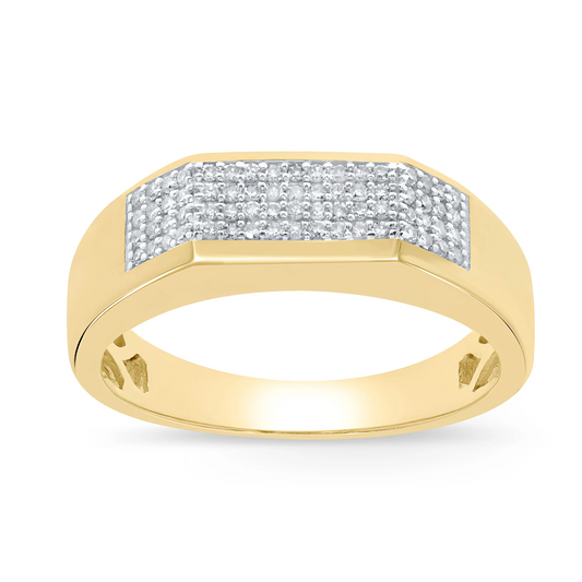 10K YELLOW GOLD .35 CARAT MENS REAL DIAMOND ENGAGEMENT WEDDING PINKY RING BAND