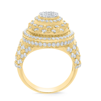 10K YELLOW GOLD 4 CARAT MENS REAL DIAMOND ENGAGEMENT WEDDING PINKY RING BAND