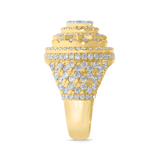 10K YELLOW GOLD 4 CARAT MENS REAL DIAMOND ENGAGEMENT WEDDING PINKY RING BAND