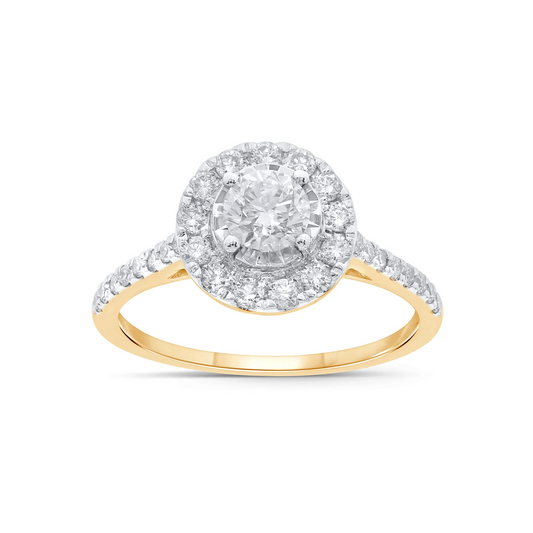 10K YELLOW GOLD 1 CARAT CENTER .44 CARAT WOMEN REAL DIAMOND ENGAGEMENT RING WEDDING RING BRIDAL