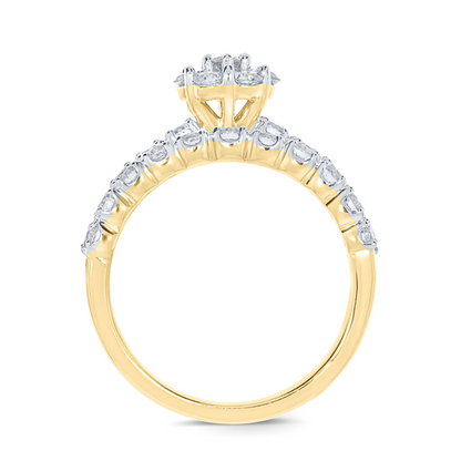 10K YELLOW GOLD 1.75 CARAT WOMEN REAL DIAMOND ENGAGEMENT RING WEDDING BAND RING SET / SKU RG19972-YG