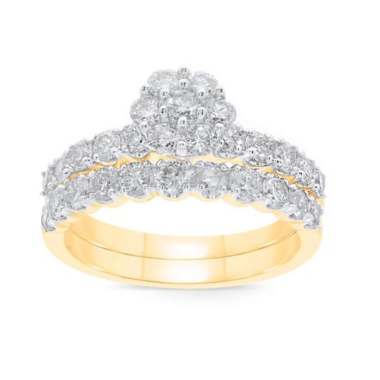 10K YELLOW GOLD 1.75 CARAT WOMEN REAL DIAMOND ENGAGEMENT RING WEDDING BAND RING SET