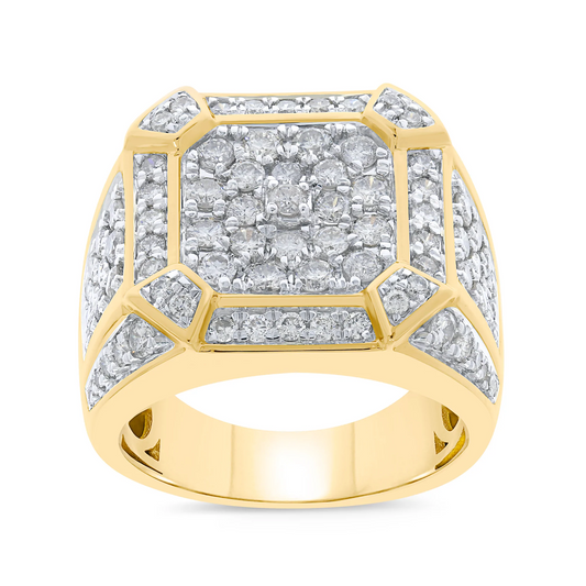 10K YELLOW GOLD 3 CARAT MENS REAL DIAMOND ENGAGEMENT WEDDING PINKY RING BAND