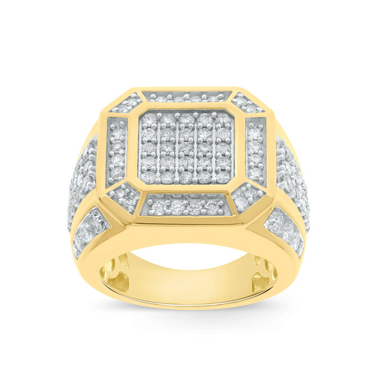 10K YELLOW GOLD 3 CARAT MENS REAL DIAMOND ENGAGEMENT WEDDING PINKY RING BAND