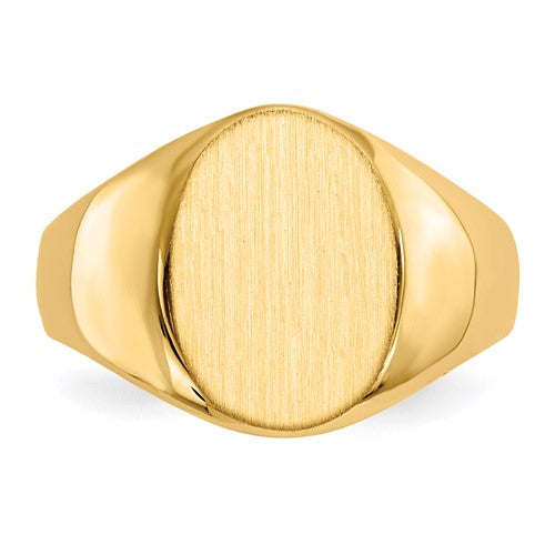 14k 13.0x11.5mm Closed Back Mens Signet Ring