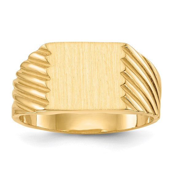 14k 9.0x9.0mm Closed Back Signet Ring