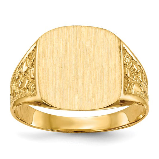 14k 14.0x12.5mm Closed Back Men's Signet Ring