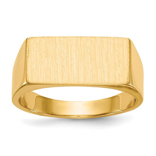 14k 8.0x16.5mm Closed Back Men's Signet Ring