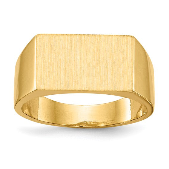 14k 9.0x15.0mm Closed Back Men's Signet Ring