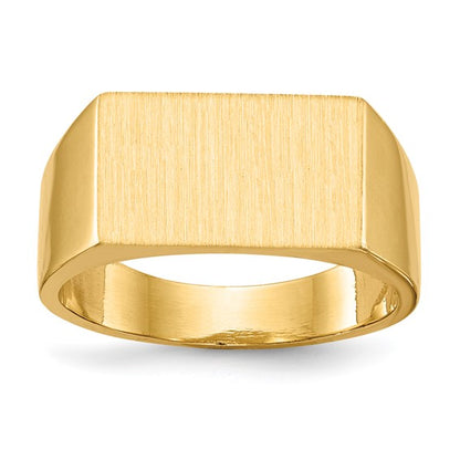 14k 9.0x15.0mm Closed Back Men's Signet Ring