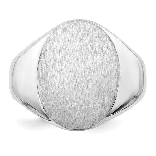 14k White Gold 18.0x14.5mm Open Back Men's Signet Ring