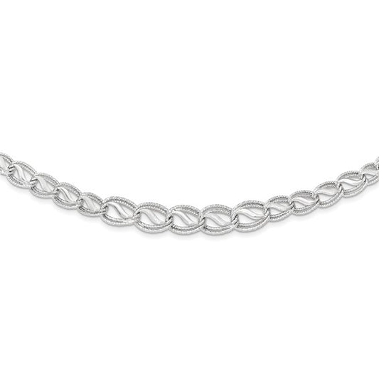 14K White Gold Diamond Cut Necklace