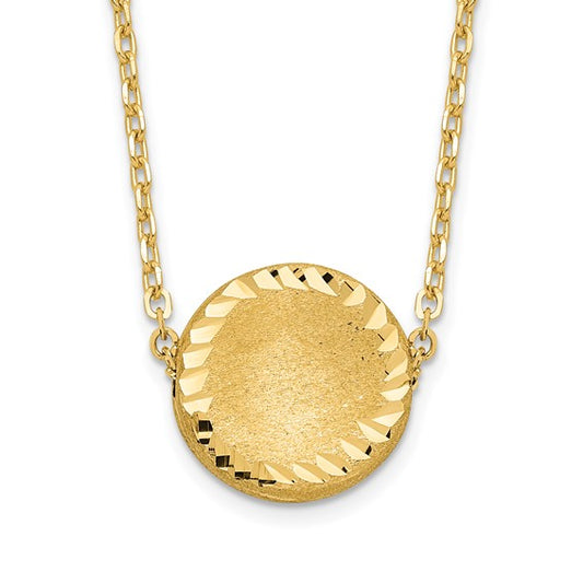 14k Brushed Polished and D/C Circle Necklace