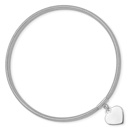 14k White Gold Heart Stretch Mesh Bracelet