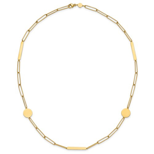 14K Polished Paperclip Link with Circles and Bars 18in Necklace