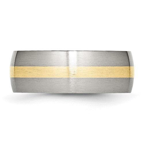 Chisel Stainless Steel with 14k Gold Inlay Brushed 8mm Band