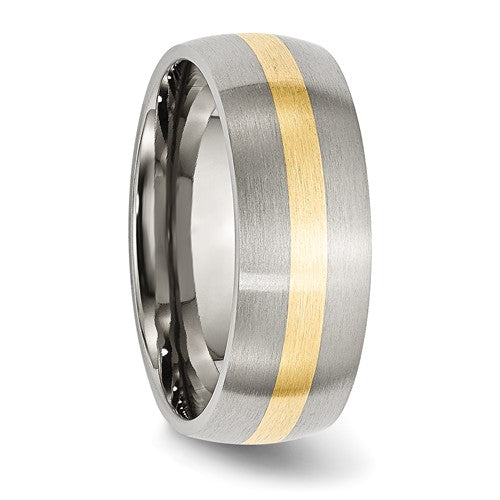 Chisel Stainless Steel with 14k Gold Inlay Brushed 8mm Band