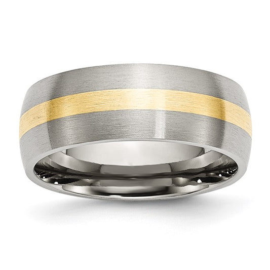 Chisel Stainless Steel with 14k Gold Inlay Brushed 8mm Band