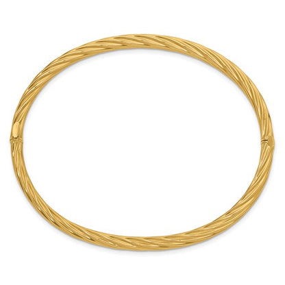 14k 3/16 Textured Hinged Bangle Bracelet