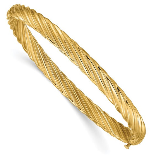 14k 4/16 Oversize Textured Hinged Bangle Bracelet