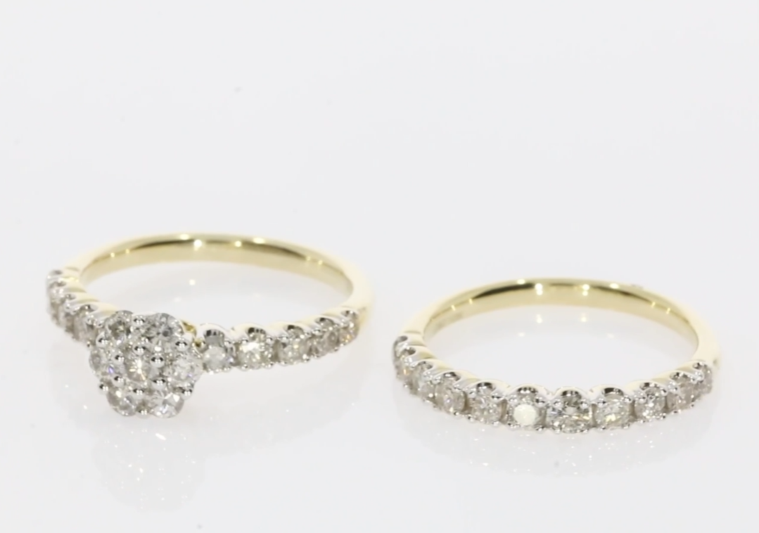 10K YELLOW GOLD 1.75 CARAT WOMEN REAL DIAMOND ENGAGEMENT RING WEDDING BAND RING SET / SKU RG19972-YG