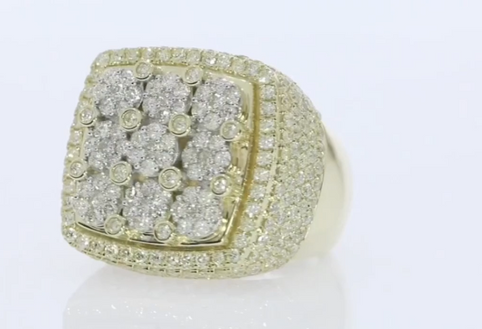 10K YELLOW GOLD 5 CARAT MENS REAL DIAMOND ENGAGEMENT WEDDING PINKY RING BAND