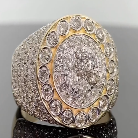 10K YELLOW GOLD 4 CARAT MENS REAL DIAMOND ENGAGEMENT WEDDING PINKY RING BAND