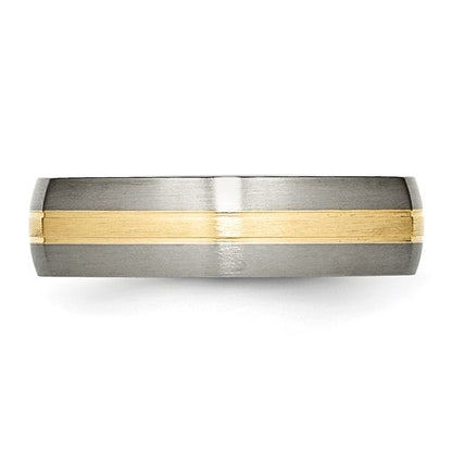 Chisel Titanium Brushed with 14k Gold Inlay 6mm Grooved Band