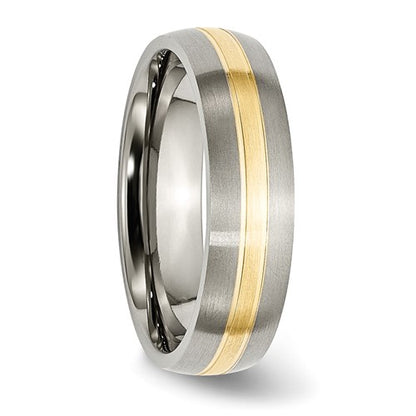 Chisel Titanium Brushed with 14k Gold Inlay 6mm Grooved Band