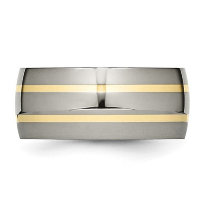 Chisel Titanium Polished with 14k Gold Inlay 10mm Band