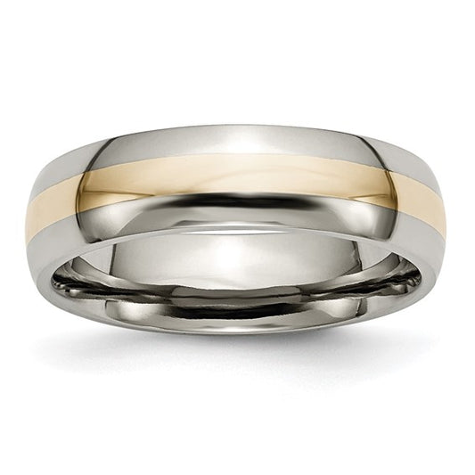 Chisel Titanium Polished with 14k Gold Inlay 6mm Band