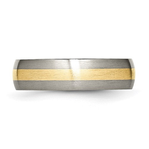 Chisel Titanium Brushed with 14k Gold Inlay 6mm Band