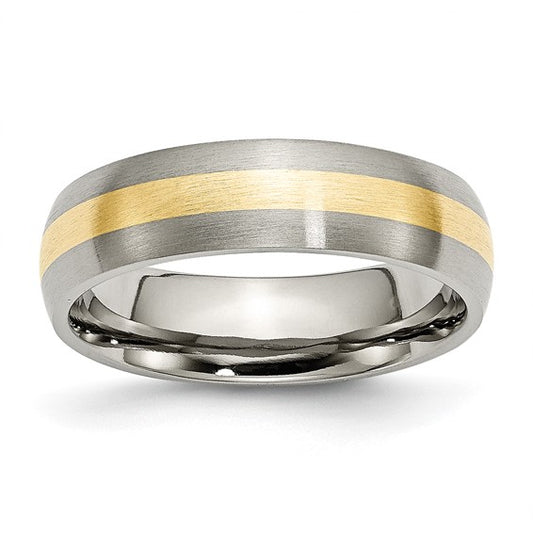 Chisel Titanium Brushed with 14k Gold Inlay 6mm Band