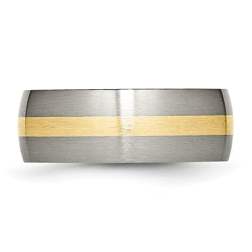 Chisel Titanium Brushed with 14k Gold Inlay 8mm Band