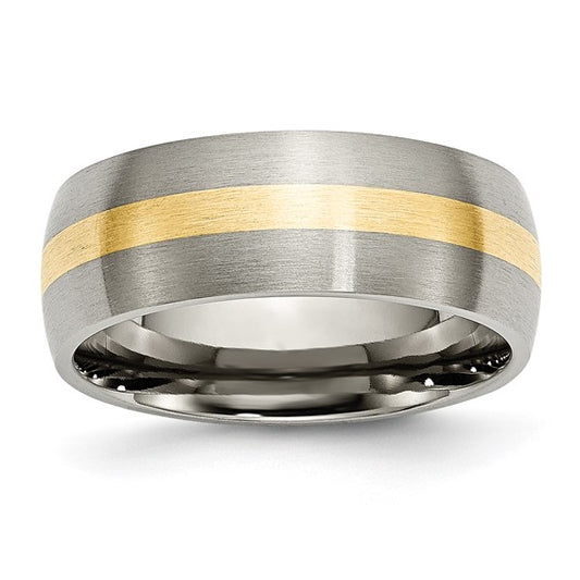 Chisel Titanium Brushed with 14k Gold Inlay 8mm Band