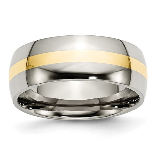 Chisel Titanium Polished with 14k Gold Inlay 8mm Band