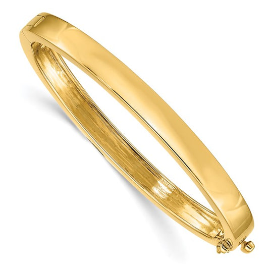 14k 6.3mm Polished Solid Hinged Bangle Bracelet