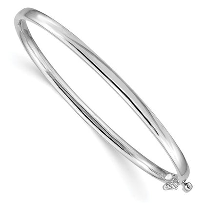 14k White Gold 3.6mm Polished Solid Hinged Bangle Bracelet