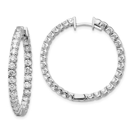 14k White Gold VS Diamond Hinged Hoop Earrings / SKU XE1354VS