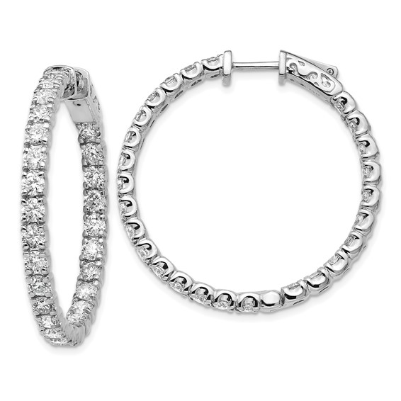 True Origin White Gold 4 7/8 carat Lab Grown Diamond VS/SI D E F Safety Clasp In and Out Hoop Earrings / SKU XE2017WLD