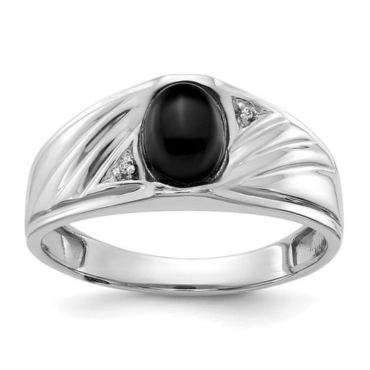 14k White Gold A Diamond Men's Ring