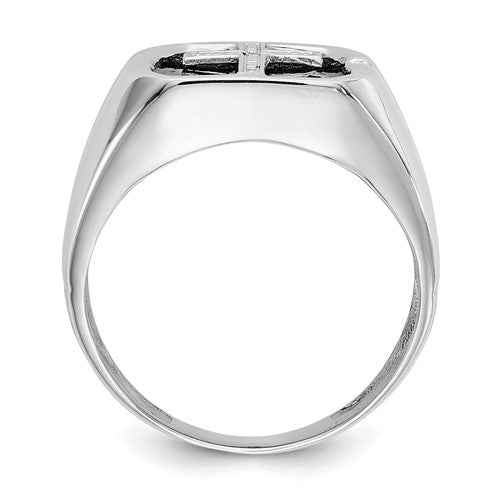 14k White Gold A Diamond men's ring