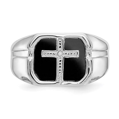 14k White Gold A Diamond men's ring