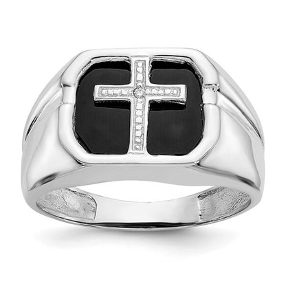 14k White Gold A Diamond men's ring