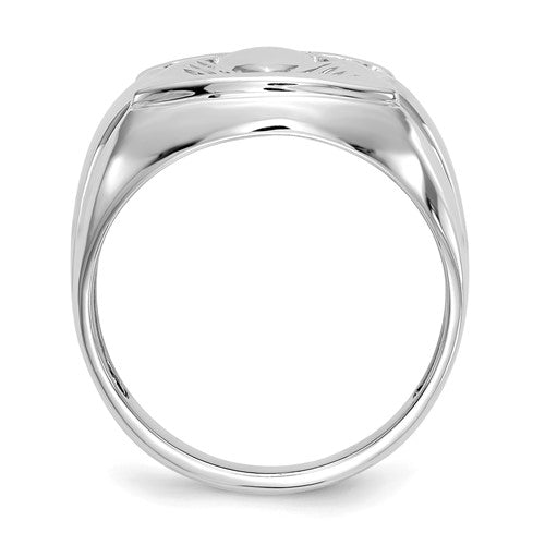 14k White Gold A Diamond men's ring