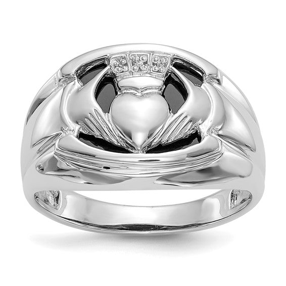 14k White Gold A Diamond men's ring