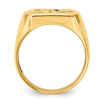 14k AA Diamond Men's Onyx Dad Ring