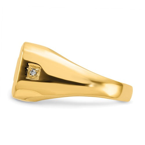 14k AA Diamond Men's Onyx Dad Ring