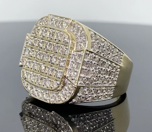 10K YELLOW GOLD 3.50 CARAT MENS REAL DIAMOND ENGAGEMENT WEDDING PINKY RING BAND